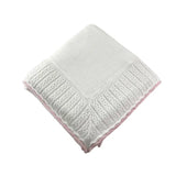 Cotton Jersey Blanket with Knitted Color Tipped Pointelle