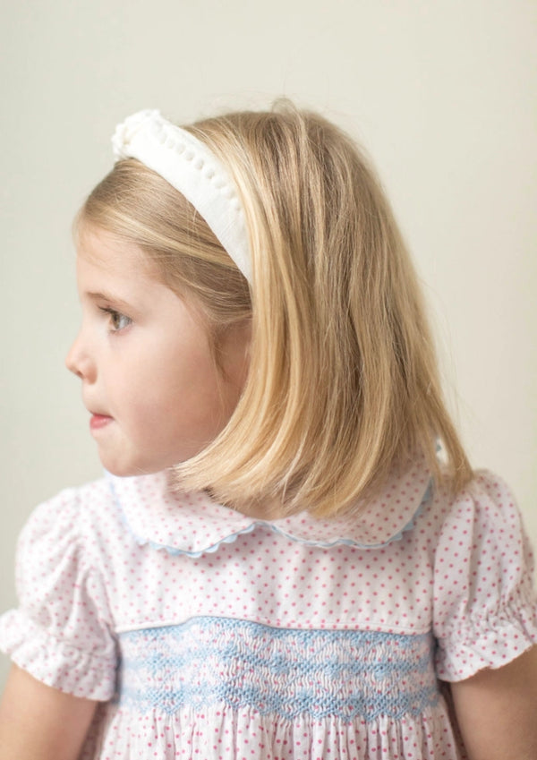 Preppy Pom Knot Headband - White