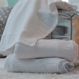 Cotton Jersey Blanket with Knitted Color Tipped Pointelle