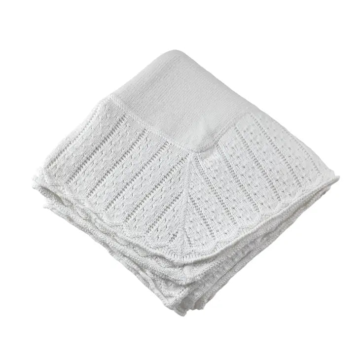 Cotton Jersey Blanket with Knitted Color Tipped Pointelle