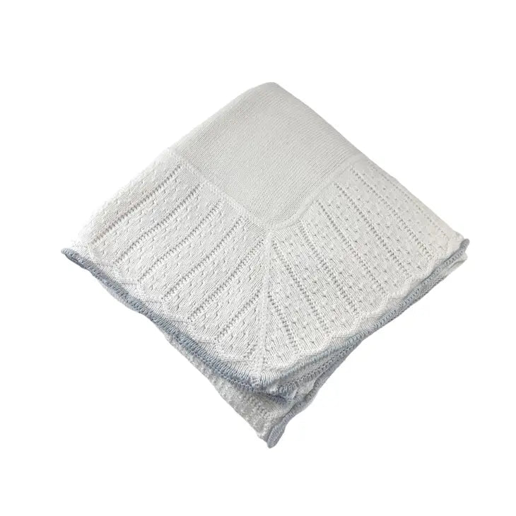 Cotton Jersey Blanket with Knitted Color Tipped Pointelle