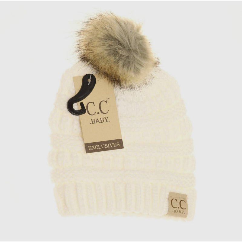 CC Baby Fur Pom Pom Beanie