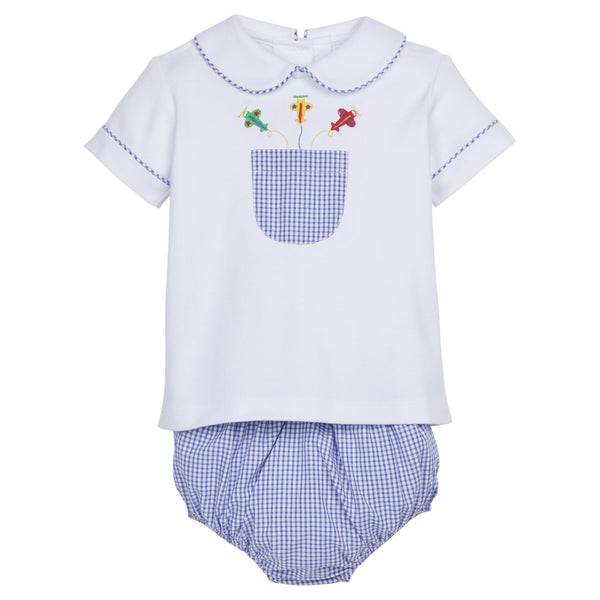 Embroidered Peter Pan Diaper Set Airplanes
