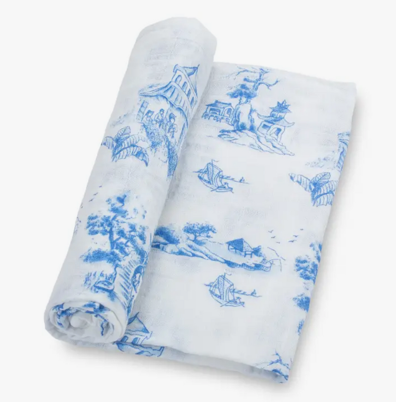 Chinoiserie Baby Swaddle Blanket