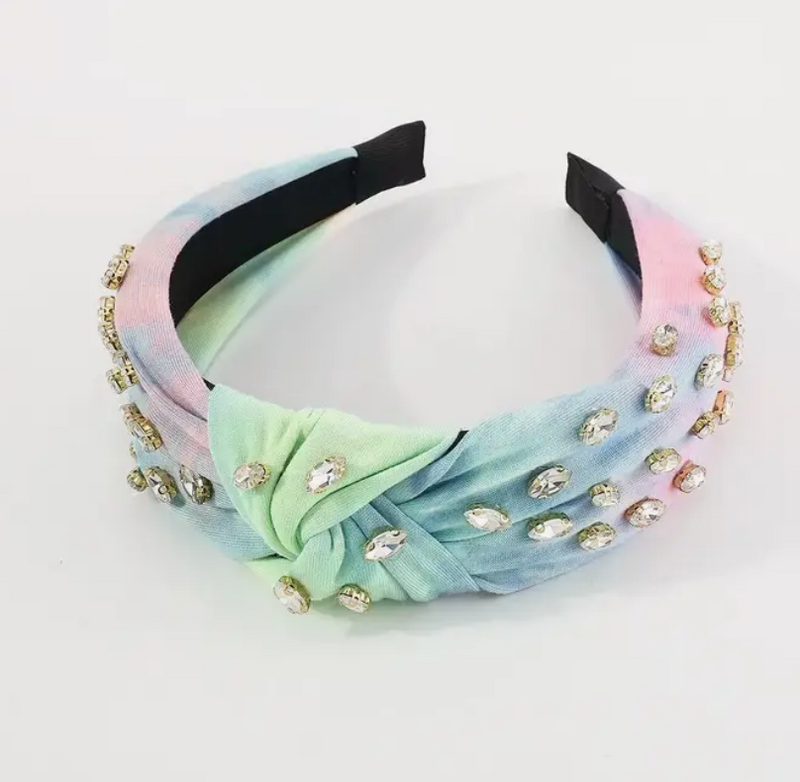 Tie Dye Rhinestone Knot Headband