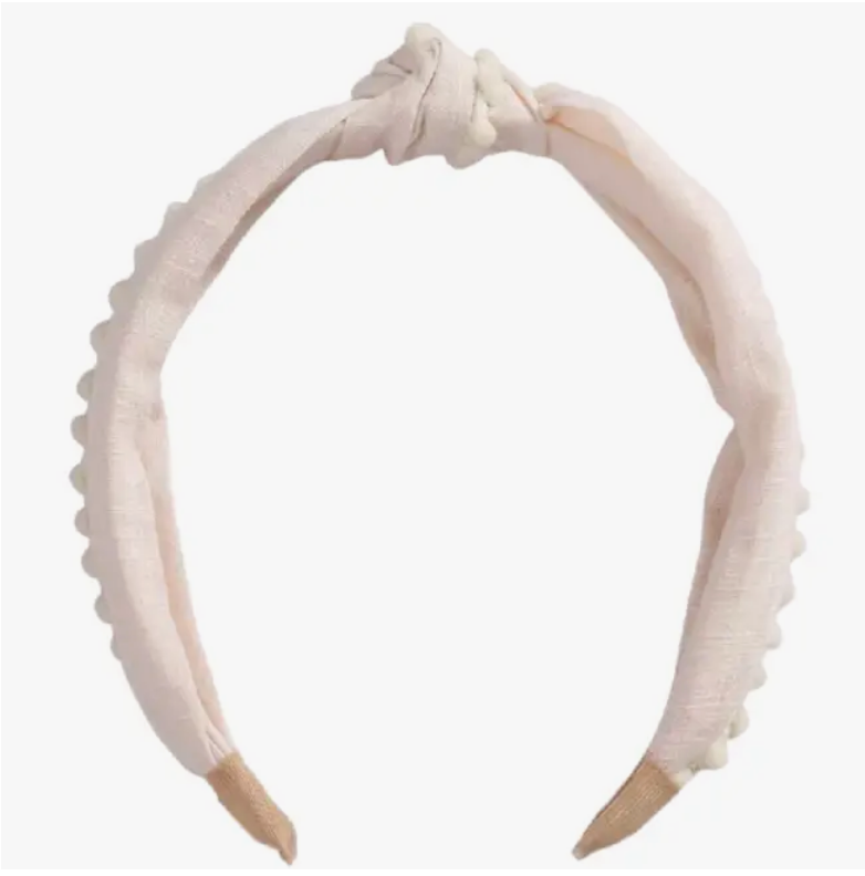 Preppy Pom Knot Headband - Ballet Pink