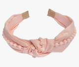 Preppy Pom Knot Headband - Light Pink
