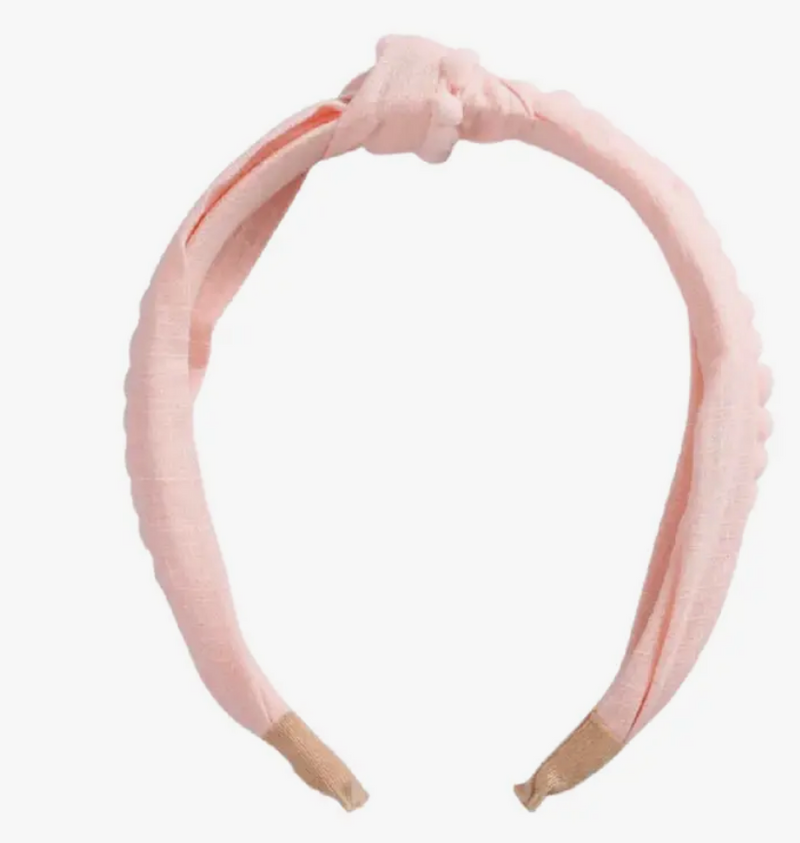 Preppy Pom Knot Headband - Light Pink