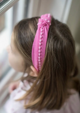 Preppy Pom Knot Headband - Hot Pink