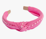 Preppy Pom Knot Headband - Hot Pink