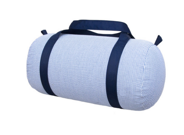 Navy Seersucker Duffel bag