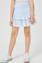 Girls Smocked Ruffle Tiered Mini Skirt