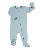 Zipper Footie- Teal Basketweave