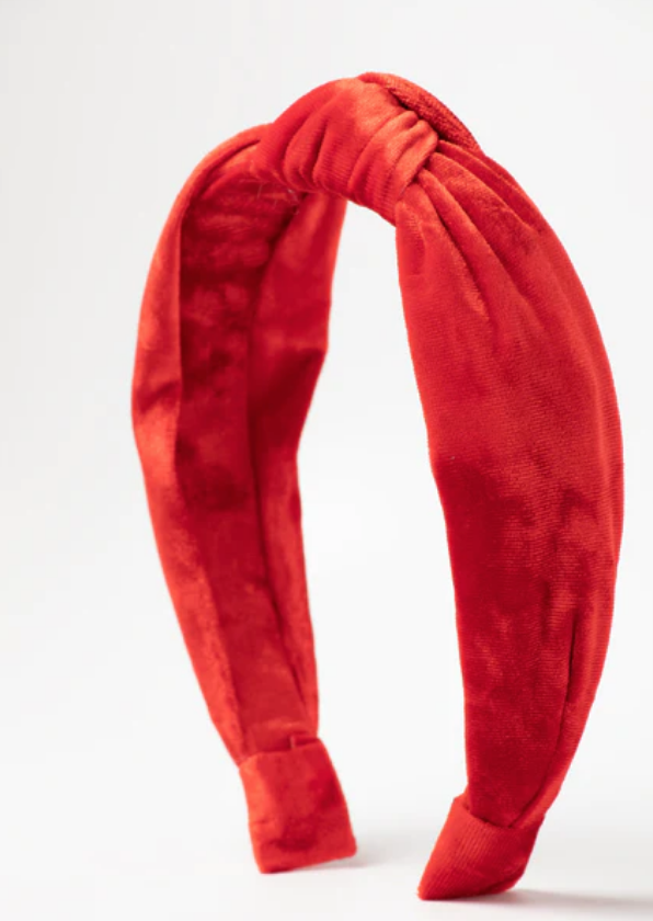 Top Knot Headband in Crushed Red Velvet