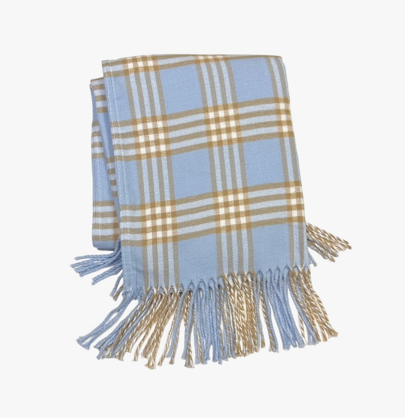 Blue/Camel Plaid Blanket