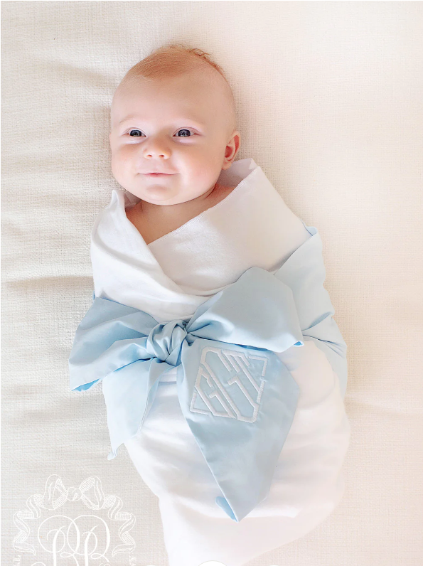 Buckhead Blue Bow Swaddle