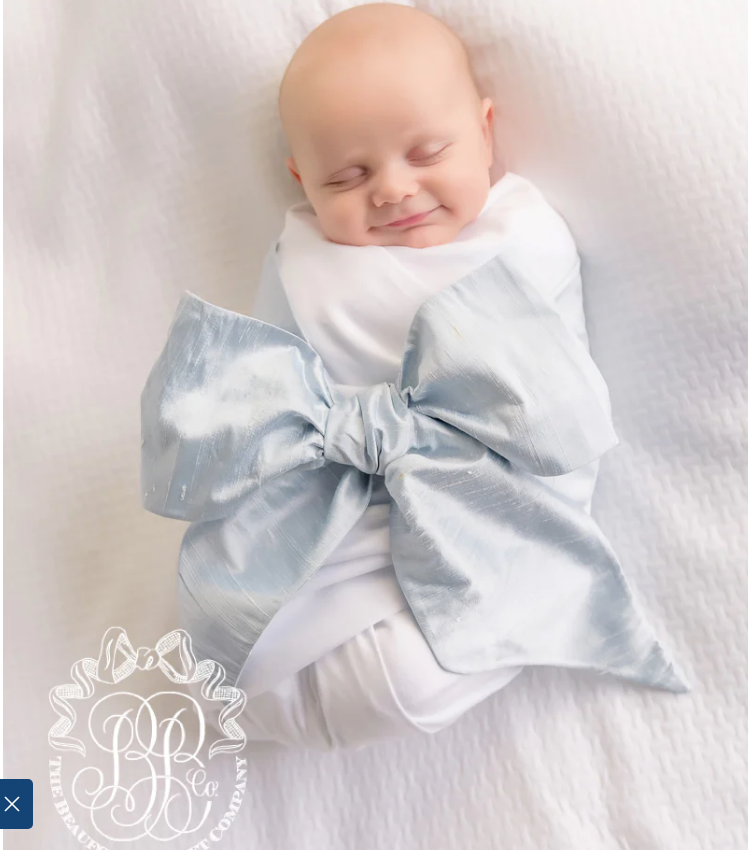 Sea Blue Silk Bow Swaddle