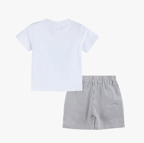 Gray Gingham Golf Tee and Shorts 2 Pc Set
