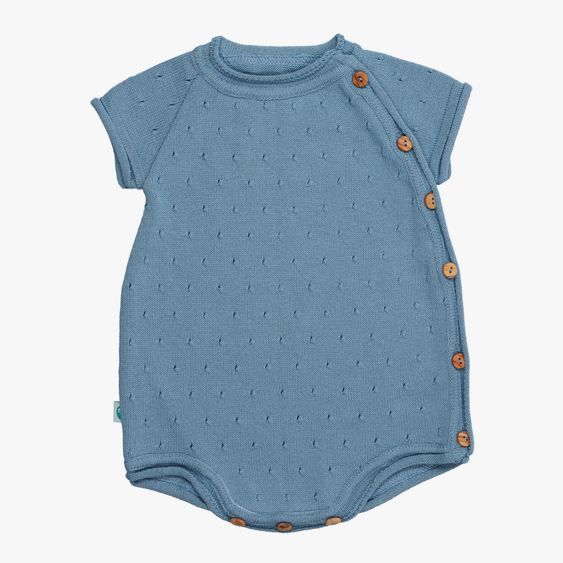 Short Sleeve Cotton Knit- Blue English