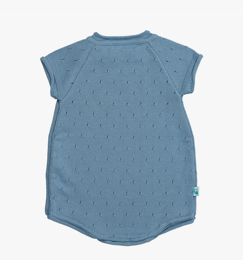 Short Sleeve Cotton Knit- Blue English