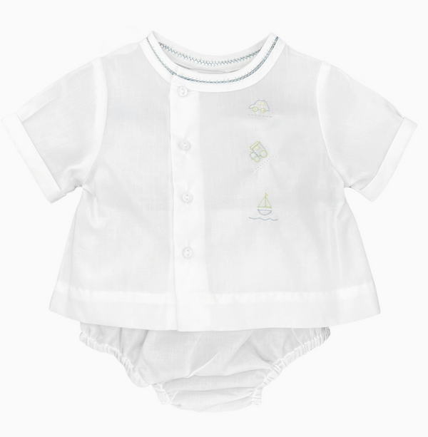 Nursery Shadow Stitch Diaper Set - White