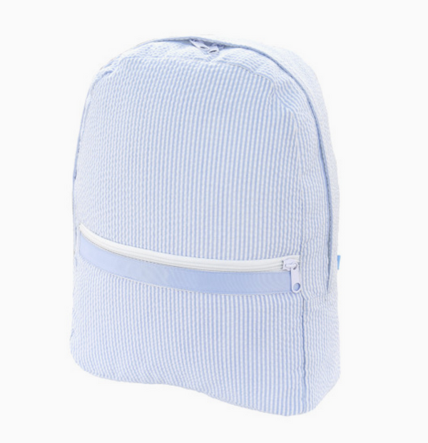 Baby Blue Seersucker Medium Backpack