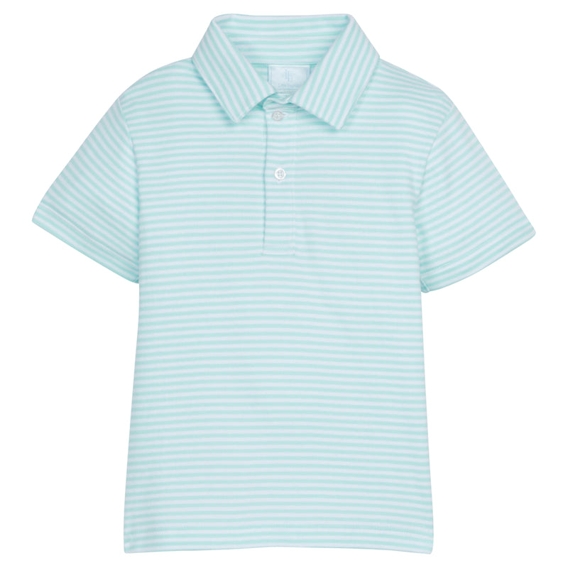 Short Sleeve Polo-Aqua Stripe
