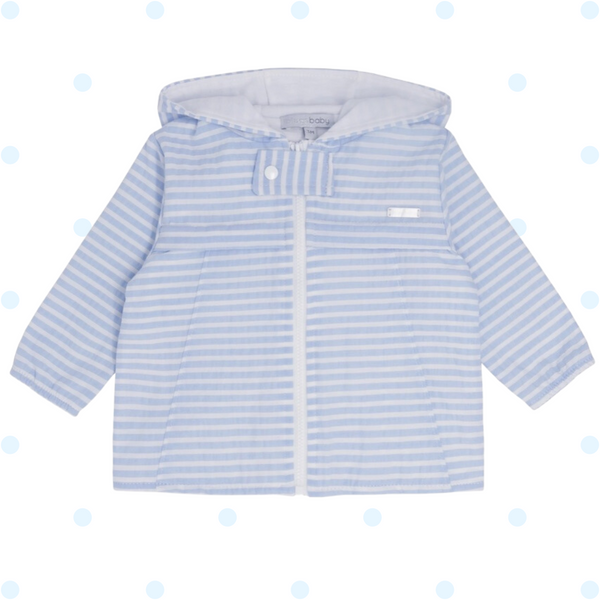 Boys Baby Blue Seersucker Stripe Hooded Jacket