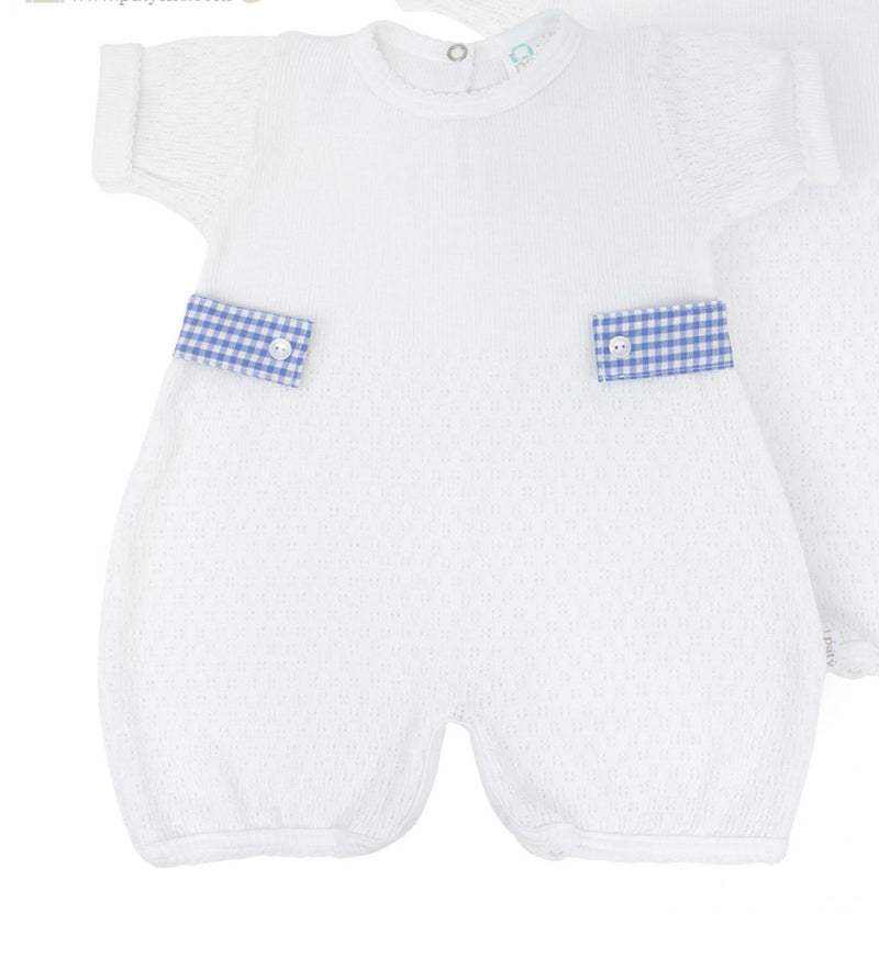 Paty White with Blue Gingham Side Tabs Bubble