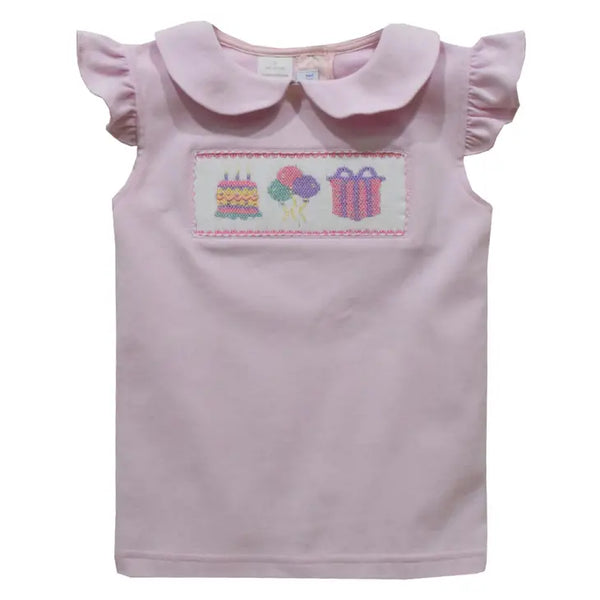 Birthday Smocked Top with Peterpan Collar