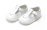 Dottie Scalloped T-Strap Mary Jane White