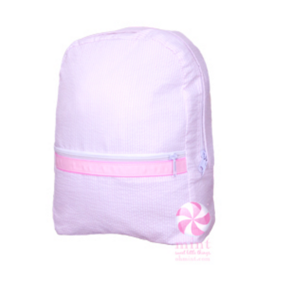 Pink seersucker medium backpack