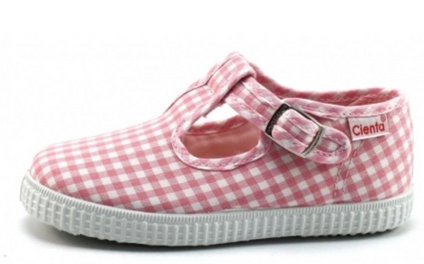Pink Gingham T Strap Cienta sz 27, 28