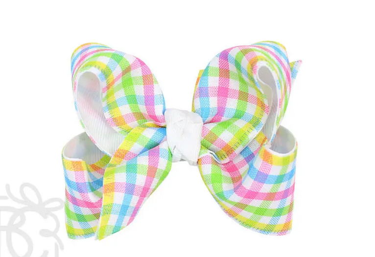 5.5" Pastel plaid Bow on Clip
