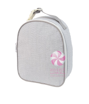 Grey Seersucker Gumdrop Lunch Bag