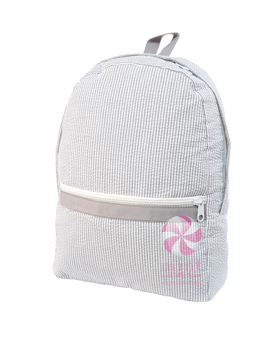 Grey Seersucker Medium Backpack