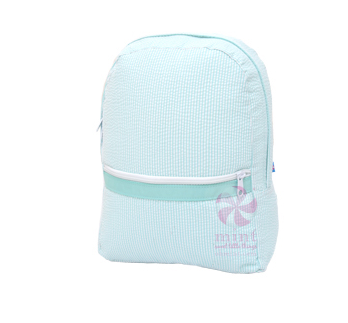 Mint Seersucker Medium Backpack