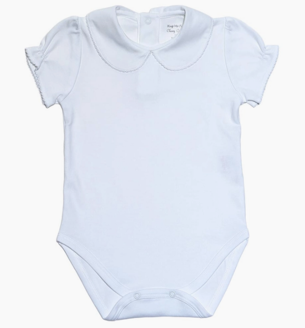 White Bodysuit with Picot Trim