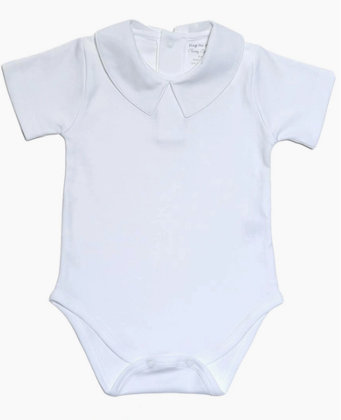 White Bodysuit Pater Pan Collar