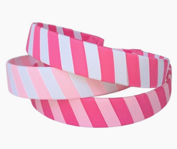 Ribbon Woven Headband Light Pink and White
