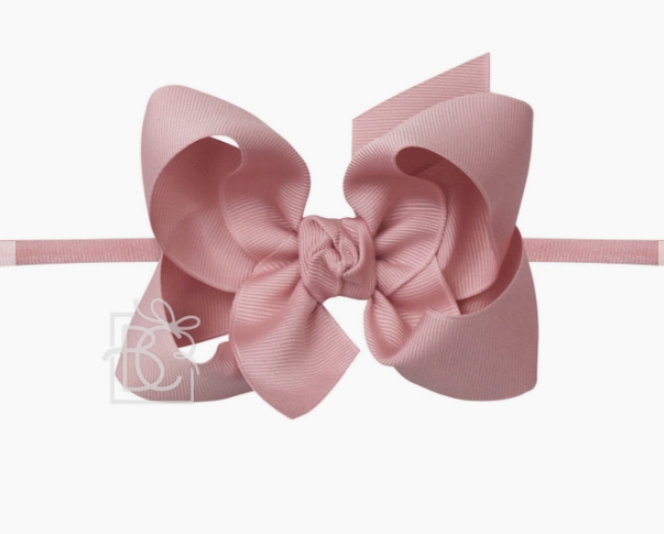 Grosgrain Medium Bow on Nylon headband 4.5"