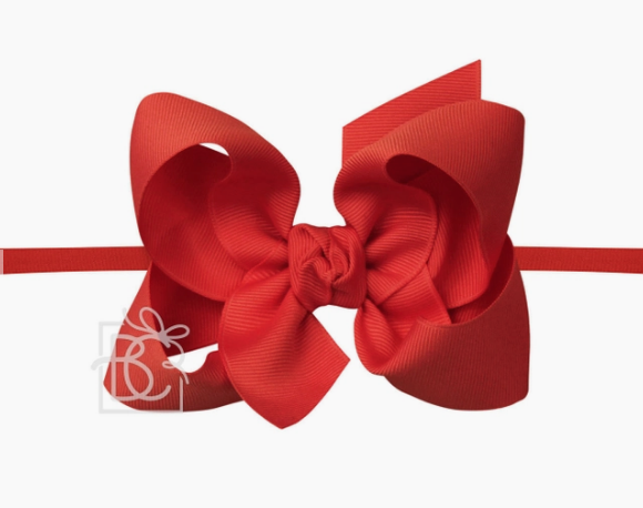 Grosgrain Medium Bow on Nylon headband 4.5"