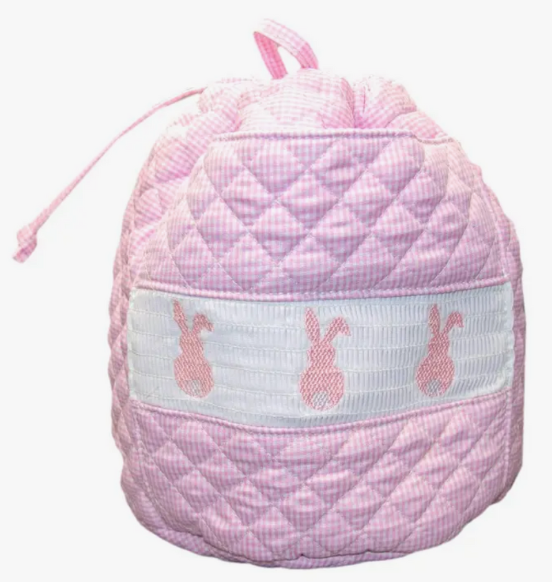 Smocked Pink Bunny Ditty Bag