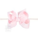 Nylon Headband W/ Scalloped Edge Grosgrain Bow 4.5" Medium