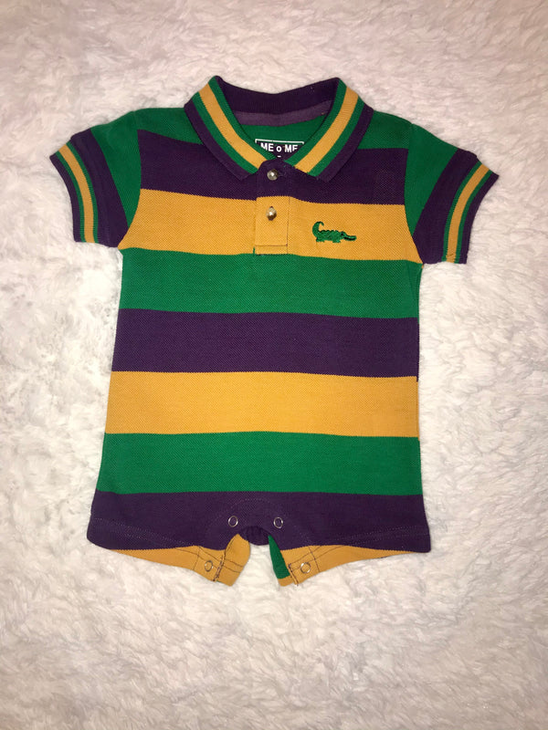 Mardi Gras Short Sleeve Shortall