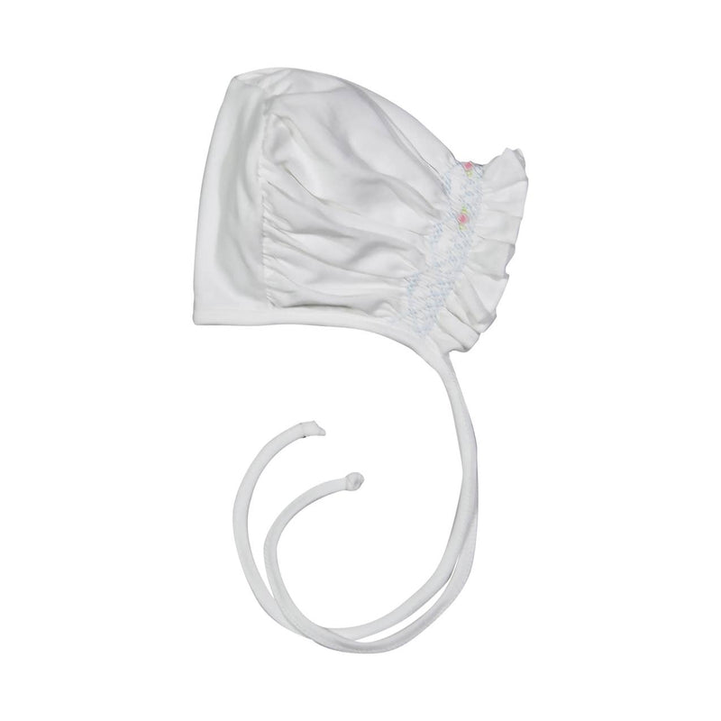 White Pima Smocked Bonnet