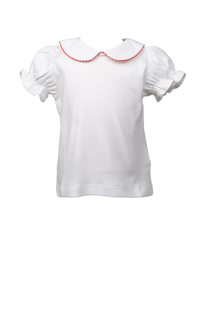 Short Sleeve Knit Shirt with Red Trim
