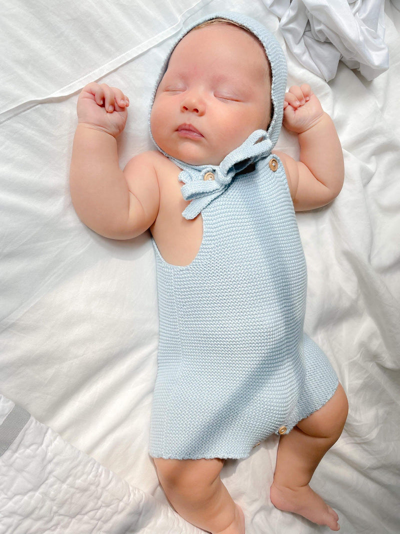 Garter Stitch Overalls Light Blue